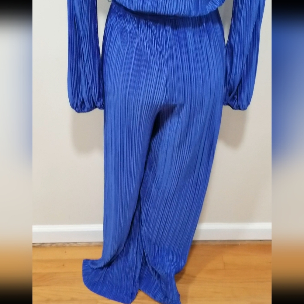 EMPRADA New!! Long Sleeve V Neck Jumpsuit, Royal Blue Color Size S. - Picture 10 of 14